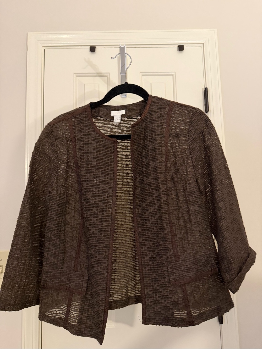 Chico's Brown Open-Front Textured Jacket